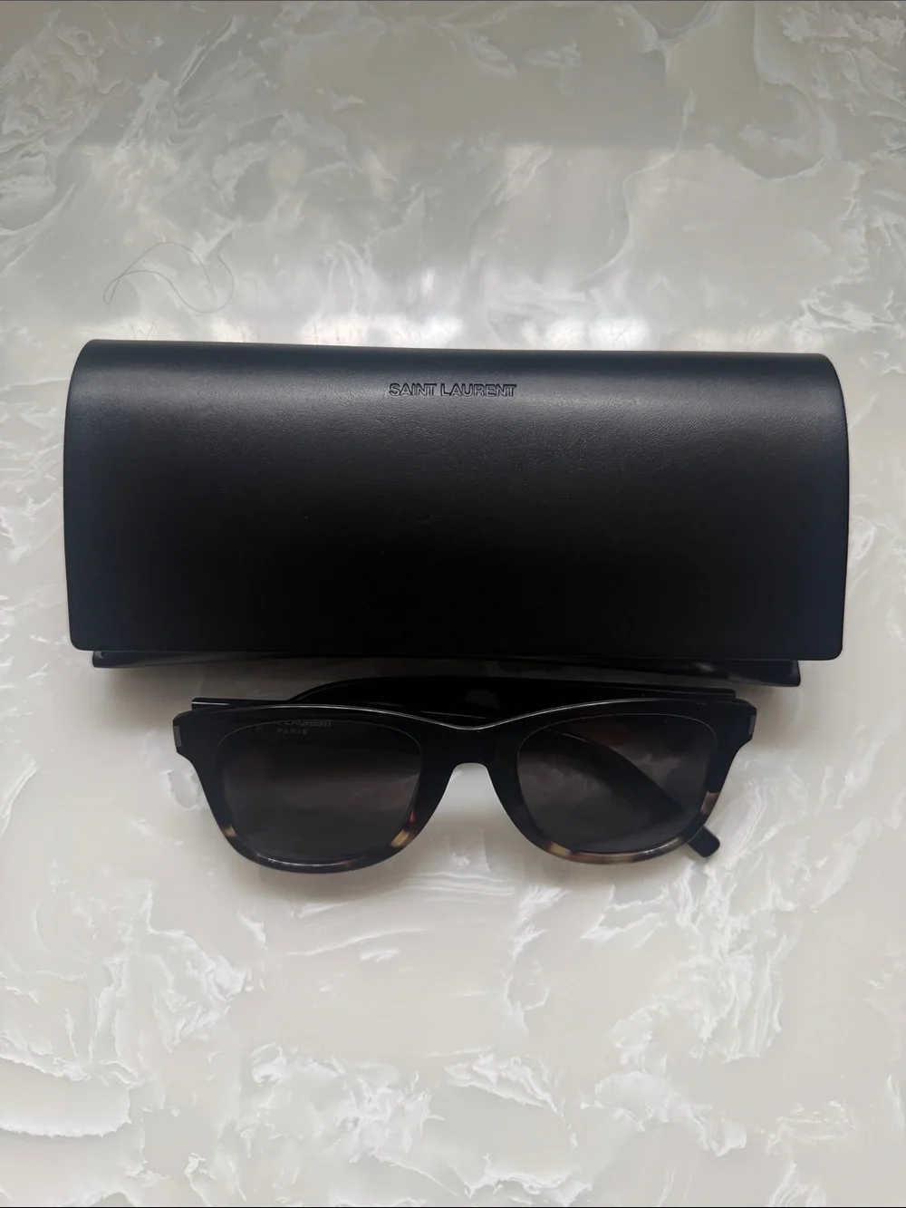 Saint Laurent Black and Tortoiseshell Wayfarer Sunglasses